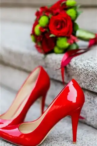 红色高跟鞋,楼梯,玫瑰 1125x2436 iphone 11 pro/xs/x 壁纸,图片,背景