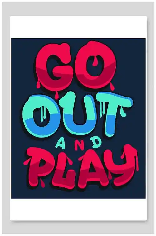 时尚蓝红清新嘻哈摇滚涂鸦矢量插画