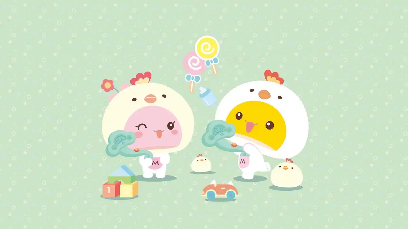 蘑菇点点鸡年卡通主题桌面壁纸