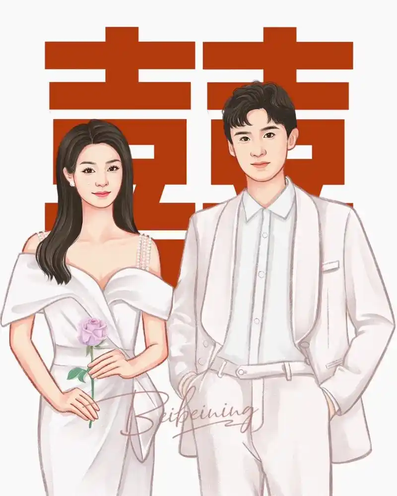 白敬亭宋轶婚纱照手绘,这算官宣吗?长风渡的宣传标语是"真情侣 - 抖音