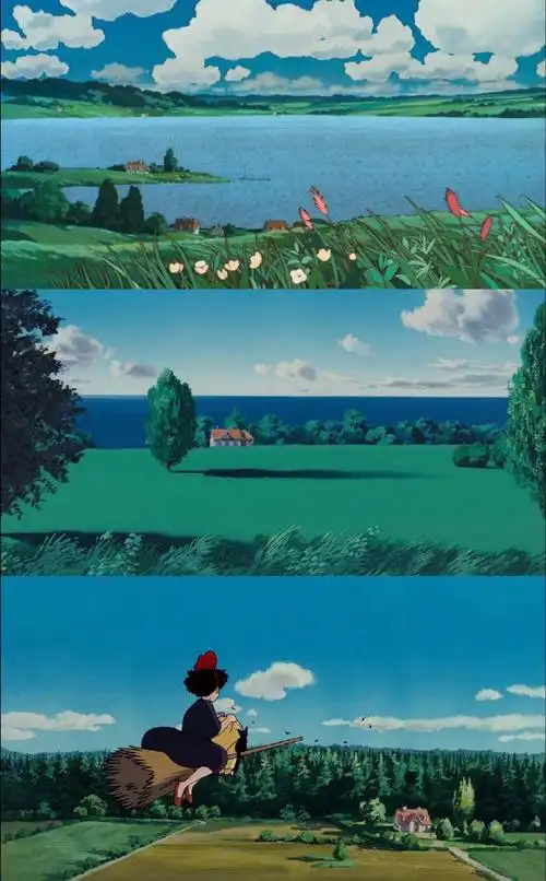 治愈系动漫场景拼接手机壁纸