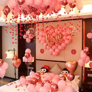 气球婚房装饰结婚女方卧室网红创意浪漫订婚男方客厅背景墙布置