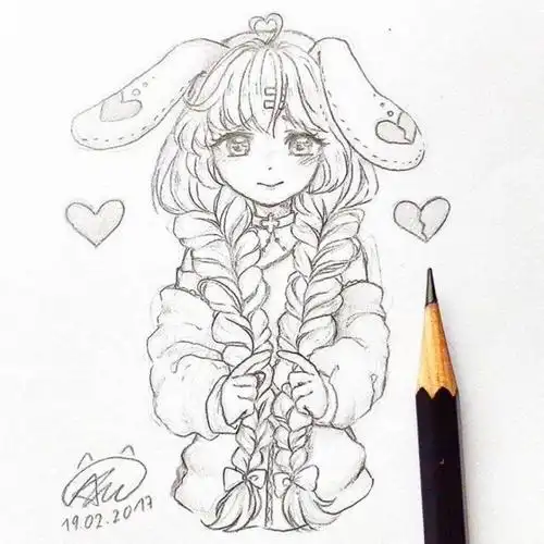 动漫人物线稿,可爱滴[兔子]小女孩~ins:al… - 堆糖,美图壁纸兴趣社区