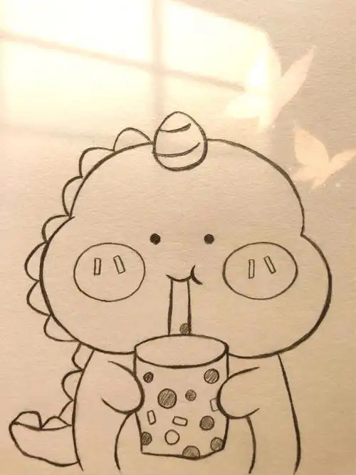 简笔画教程治愈系萌萌哒小恐龙画画第20天