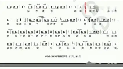 焦守廷上传/朝阳沟:动态简谱《咱俩个在学校整整三年》