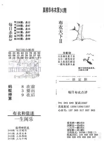 20243期福彩3d 精华布衣图版系列