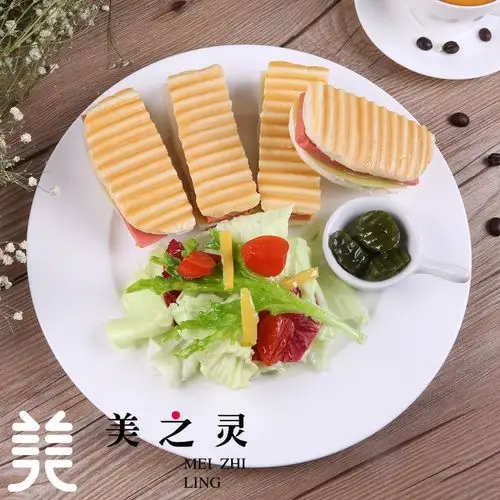 定做漫咖啡新款 仿真菜肴模型 火腿芝士帕尼尼模型 仿真食品模型