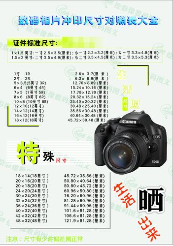 海报印制495设计展板素材96数码相片冲印尺寸对照表大全定制