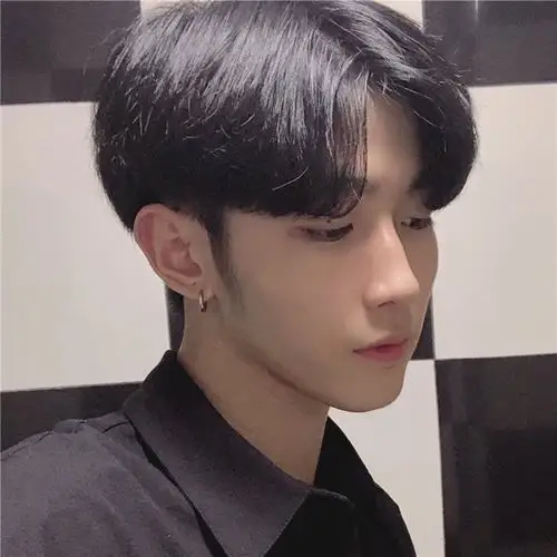 韩版帅气_男士中分同款假发男短直发韩版帅气自然逼真透气黑色学生整
