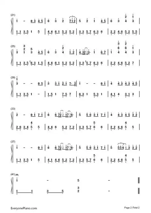 突然好想你双手简谱预览2-钢琴谱文件(五线谱,双手简谱,数字谱,midi