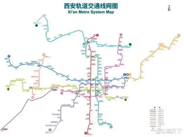 西安地铁线路图刚刚更新三期线路总里程10.