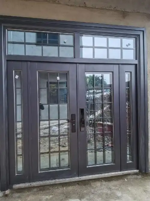 甲级家用锌合金仿真别墅防盗玻璃进户大门木纹进户门