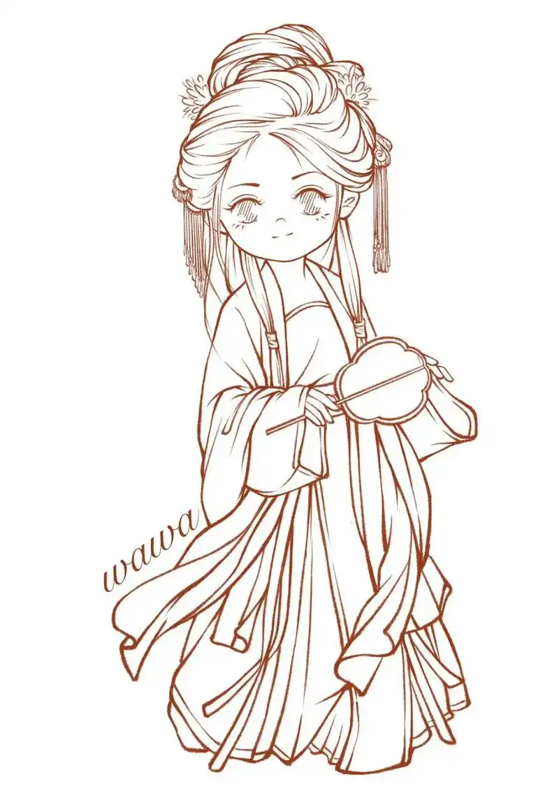 q版古风线描练习21       图源