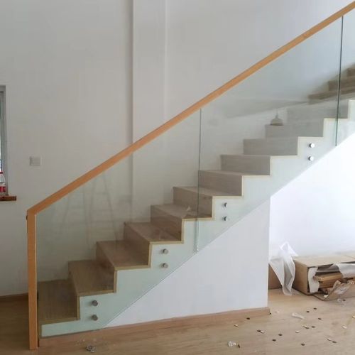 室内外楼梯无框玻璃扶手阁楼栏杆家用窗台实木楼梯扶手