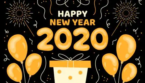 手绘可爱风格2020新年快乐矢量素材aiepspng