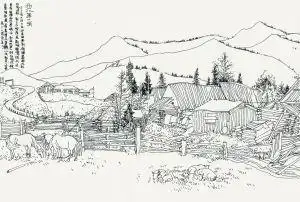 新疆天山儿童简笔画