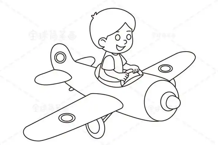 坐在飞机里的飞行员简笔画
