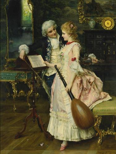 欧洲宫廷人物喷绘油画客厅卧室装饰画油画布 厂家直销画芯372