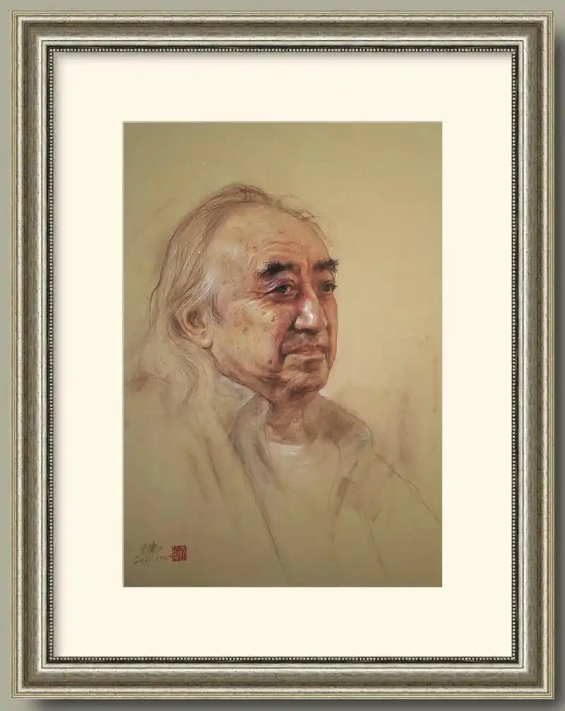 为著名画家杭鸣时画像#@艺术大师 @老慕油画 #素描 肖像# - 抖音