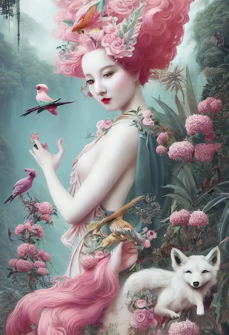 宝子们,你要的国潮风美女与白狐壁纸岀炉了 #抖音 - 抖音