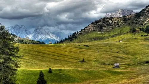 意大利,自然风光,草甸,阿尔卑斯山,云 壁纸