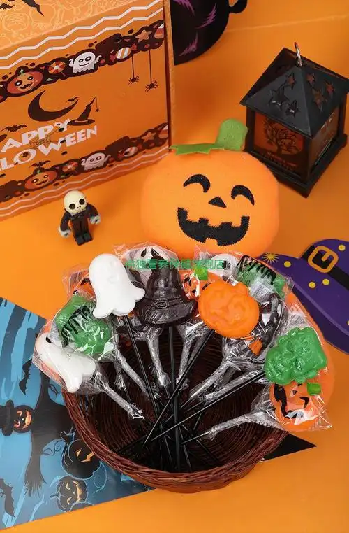 万圣节糖果棒棒糖创意卡通南瓜头水果味硬糖圣诞节小礼物万圣棒棒糖20