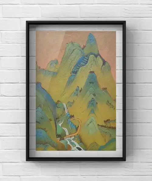 千里江山图丙烯临摹附调色过程图