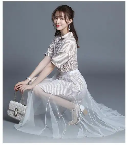 透明网纱半身裙单层性感时尚叠搭显瘦杏色均码