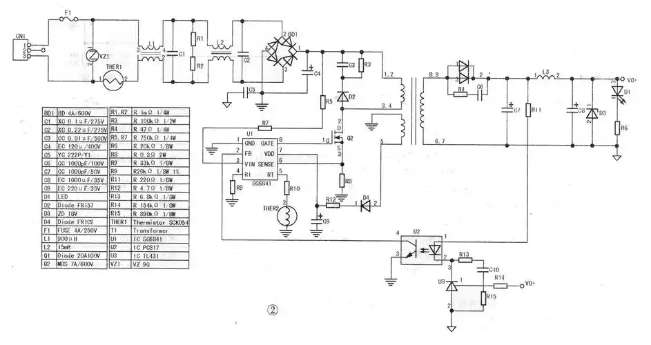 图2 sg6841d典型应用电路图