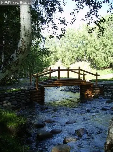 林间小桥流水风景