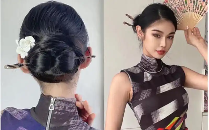 一分钟花苞筷子盘发 温婉优雅 气质好