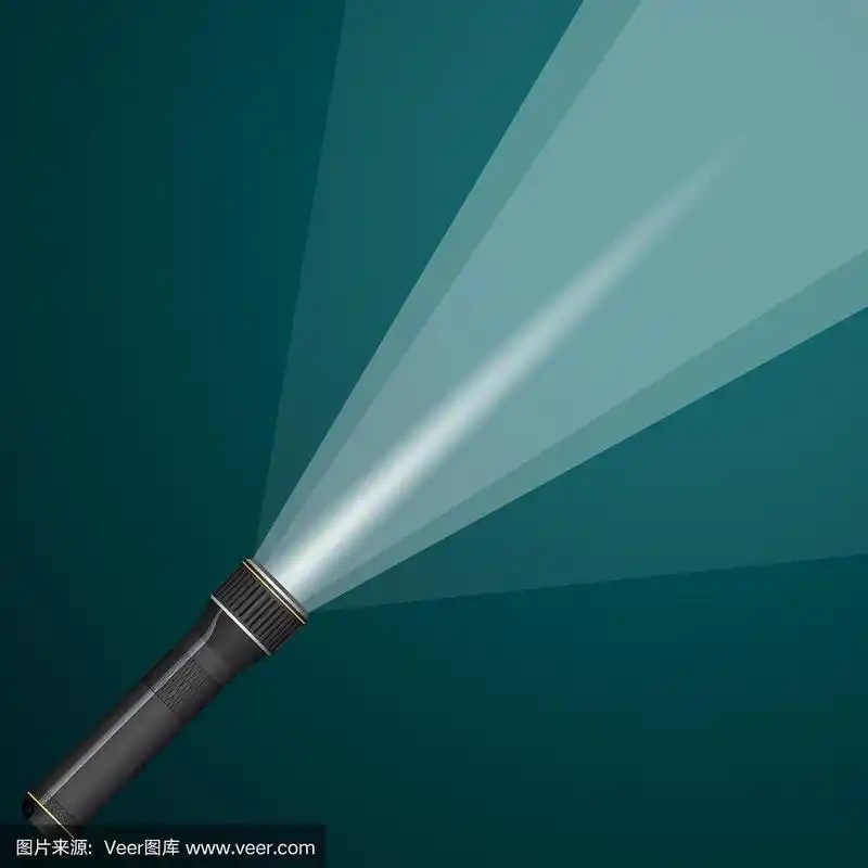 黑色金属手电筒发出的光束