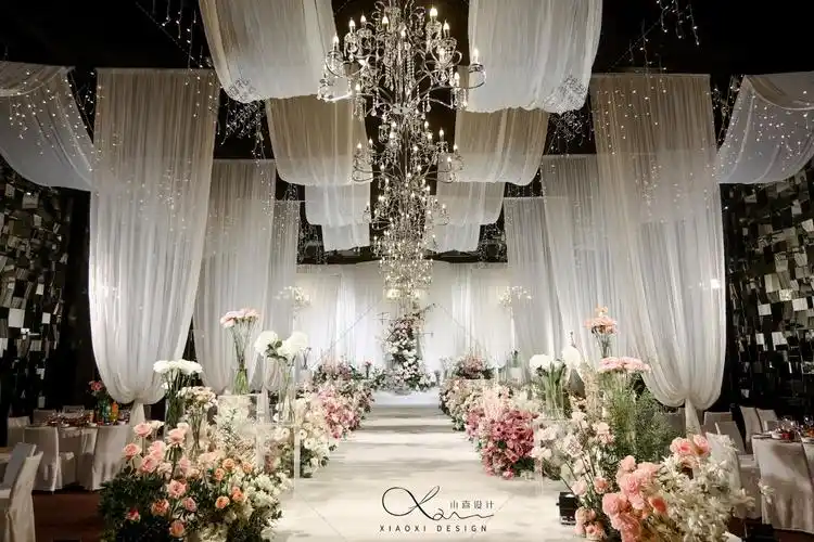 温柔系韩式布幔婚礼白色主题室内主题现场布置图片_效果图_策划价格