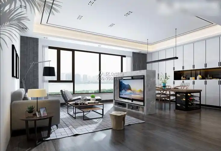 保利西海岸130平方米现代简约风格平层户型客厅装修效果图