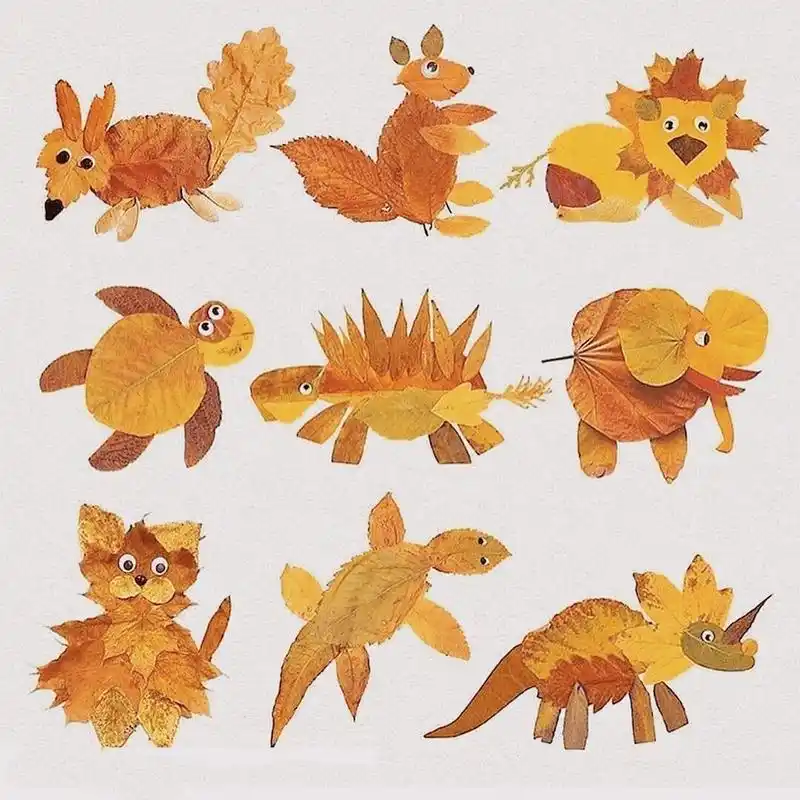饼干亲子 # 81款树叶拼贴画大合集 93秋天到了～又到了一年一度幼儿
