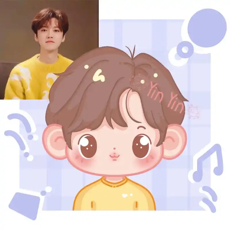 今天画了个酷酷的鹿晗呀!#创作灵感 #q版人物 #卡通头像  - 抖音