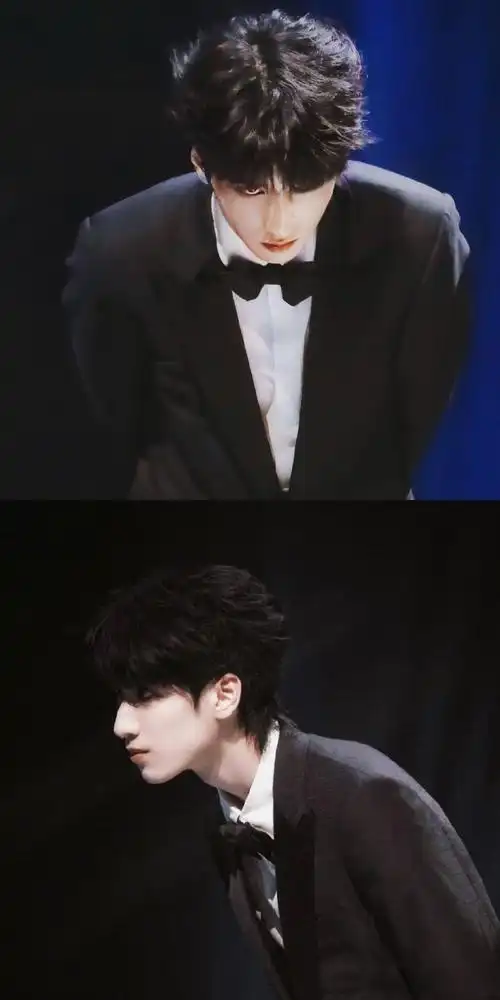 严浩翔黑色深v西装