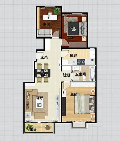 小套二改套三装修设计图