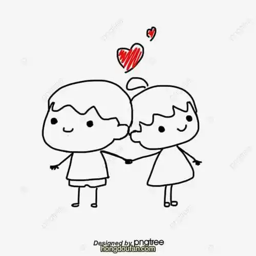 超级简单画男孩女孩手拉手-红豆饭小学生简笔画大全