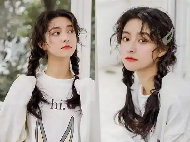 双马尾辫子扎发丸子头是特别经典又可爱的发型,很适合学生党的女生