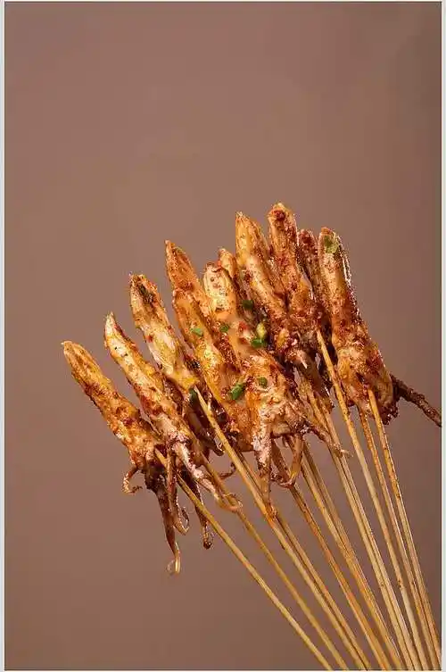 鸭舌炸串美食摄影图片