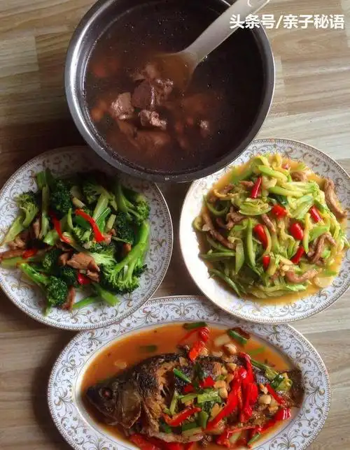 晒晒一个普通家庭三口之家的幸福饭菜