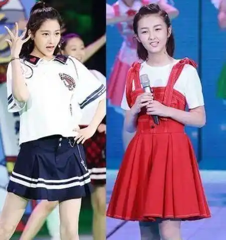 关晓彤与00后张子枫穿黑色羽绒服,一个露脚脖一个变短腿被坑惨_少女