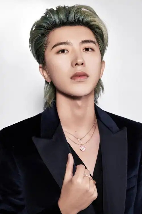 蔡徐坤v领黑色西装造型