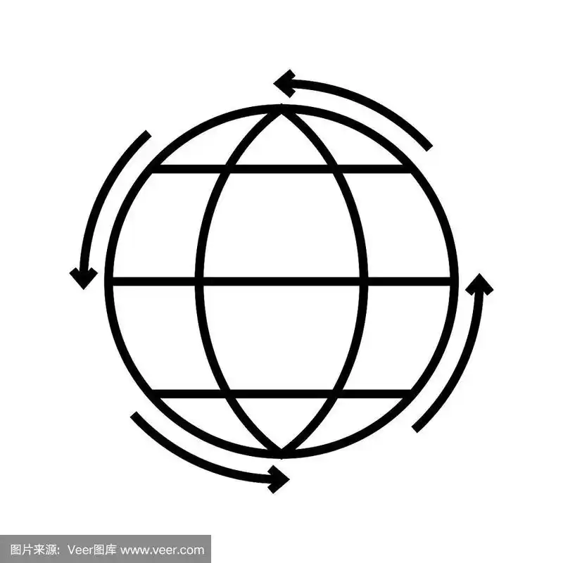 世界贸易线图标,概念标志,轮廓矢量插图,线性符号