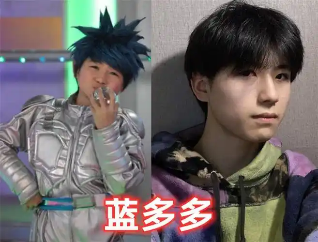 如今蓝多多黄誉博也已经变成了大男孩,图中能看到
