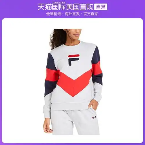 美国直邮fila斐乐女士圆领宽松长袖运动卫衣lw016219289女装正品