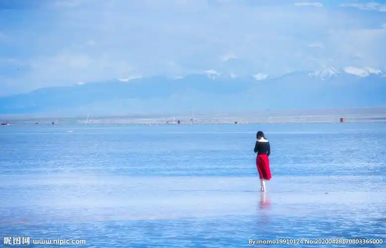 蓝色大海背影女孩文艺小清新