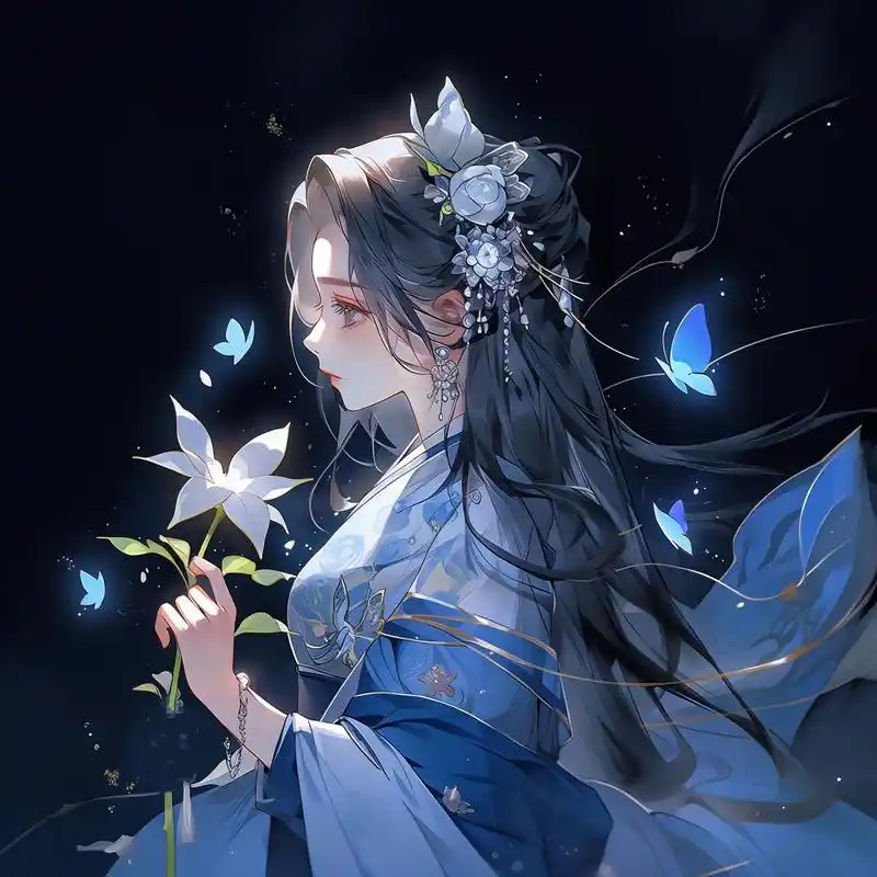 蓝色系古风女生头像,真的太好看了吧!