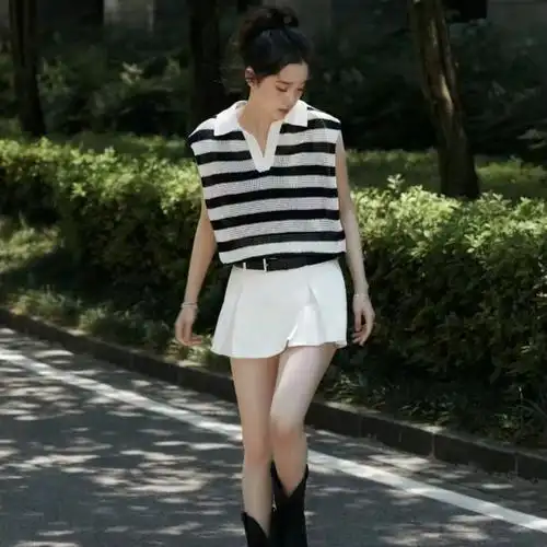 欧阳娜娜同款短裤女 2024夏新品中低腰牛仔裤裙裤(附腰带)白色